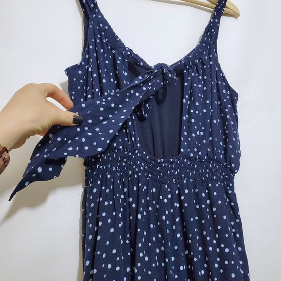 LOFT | Blue Polka-dot Ankle Crop Jumpsuit with Pockets - Picture 5 of 11